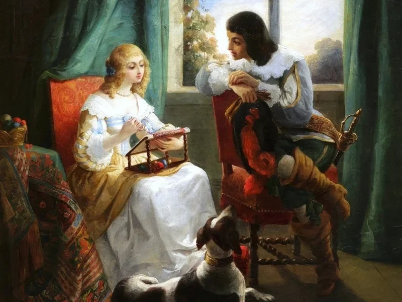 1819-Heloise Suzanne Colin - Coppia in un interno, soggetto tratto da un'opera di Walter Scott - 1839